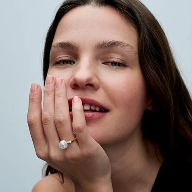 PANDORA Essence Barocke Behandelte Süßwasserzuchtperle Ring aus Sterling Silber mit vergoldeter Metalllegierung, Größe 56, 163293C01-56 – Bild 2