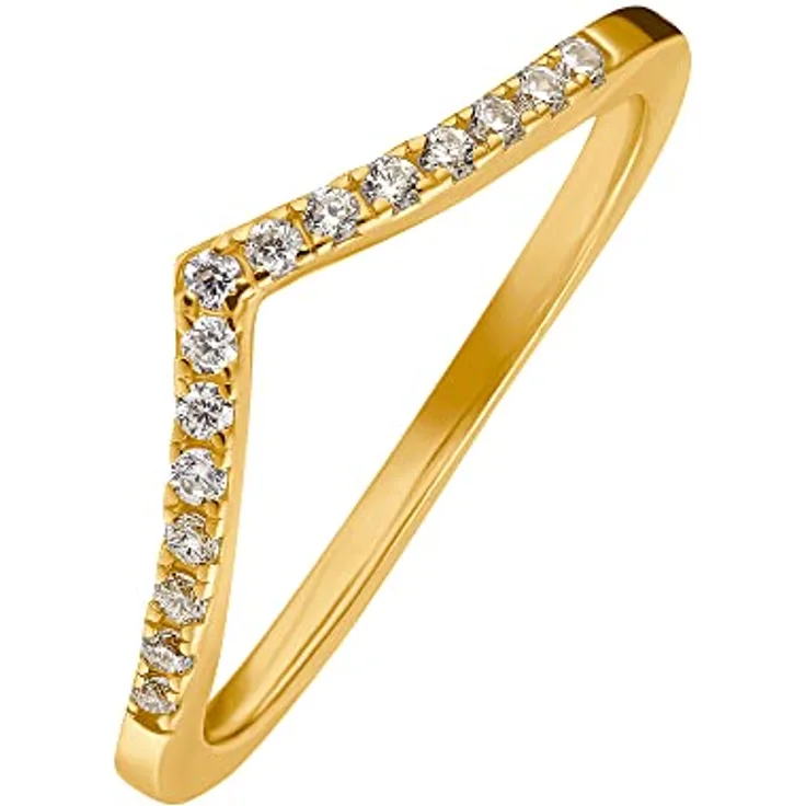 Heideman Ring Nele, Damenring aus silber-goldfarbenem Edelstahl mit weißen polierten Stein, hypoallergen und robust