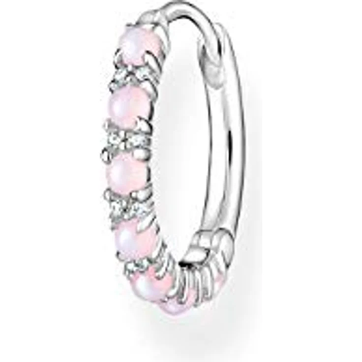 THOMAS SABO Damen Einzel-Creole, 925er Sterlingsilber mit Rosa Steinen, 15 mm Durchmesser, CR664-166-7 – Bild 1