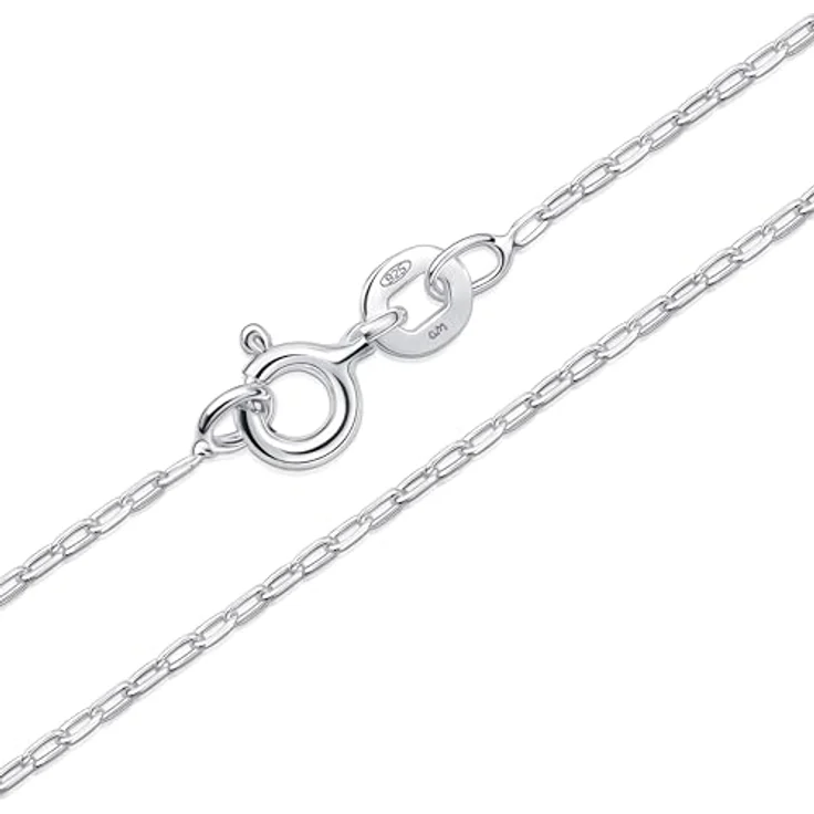 Amberta 925 Sterling Silber Halskette, schlichte Singapurkette, 50 cm für Damen und Herren, super dünn, hochwertiges Design – Bild 1