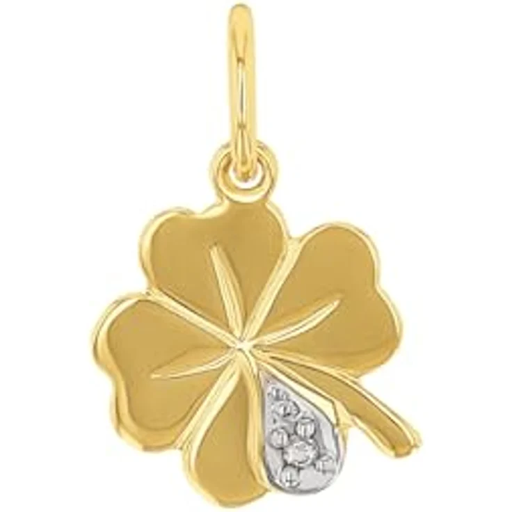 Amor Kettenanhänger Kleeblatt, 375 Gold mit Zirkonia, Made in Germany – Bild 1