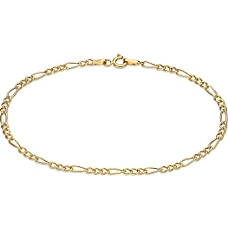 CHRIST Damen-Armband Figaro 375er Gelbgold, 19 cm, schlicht und elegant