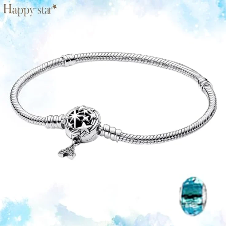HappyStar Armkette Damen Silber 925, Beads Armband kompatibel mit Pandora Charms, inklusive Geschenkbeutel und Abstandshalterperle – Bild 5