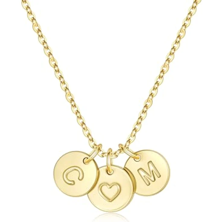 TINGN 14K Vergoldete Herz Halskette mit 2 Buchstaben C M, Zierliche Goldkette Damen, 45 cm, Hypoallergen, ideales Geburtstagsgeschenk für Frauen – Bild 1