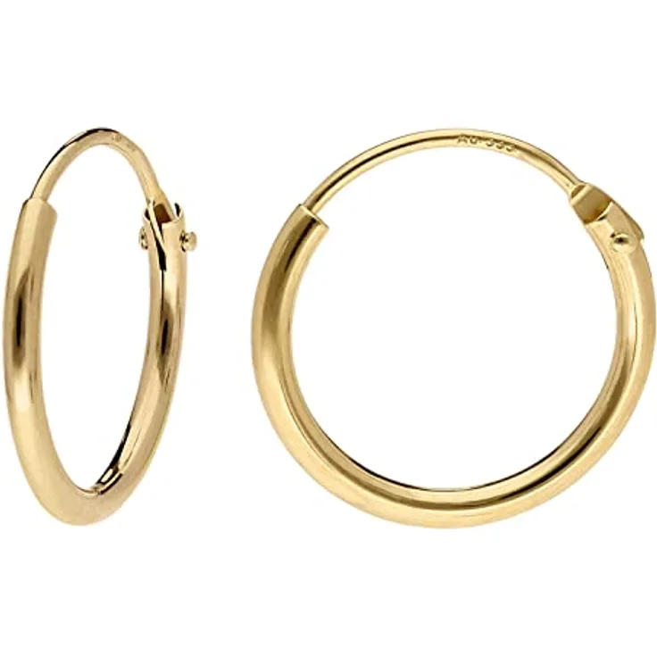 trendor Damen Ohrringe Gold 333 / 8K Creolen 1,5 mm Breite Ø 13 mm aus Echtgold, elegante Geschenkidee in Geschenkbox