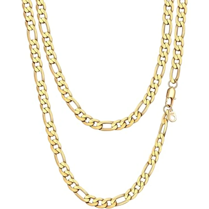 PROSTEEL Herren Figaro Kette, Edelstahl Halskette Gold, 9mm breit, 61cm lang, hochzeitsschmuck für Männer – Bild 1