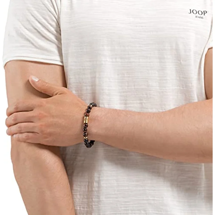 JOOP! Herren-Armband Edelstahl mit Tigerauge und Achat, 18,5 cm, Gold, in Schmuck Geschenk Box, 2034754 – Bild 3