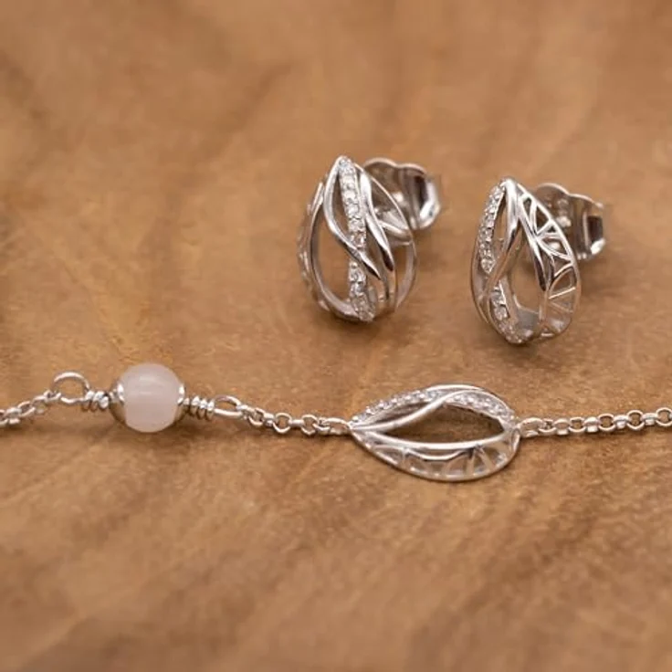 Engelsrufer Damen Armband Himmelsträne, Lebensblume mit Rosenquarz-Kraftstein, Sterling Silber, verstellbar, nickelfrei – Bild 3