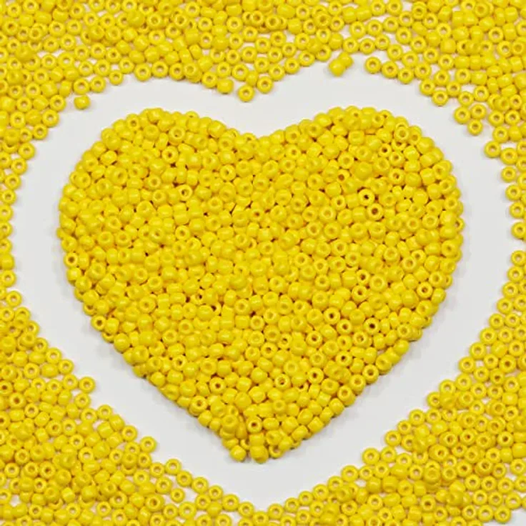 VOOMOLOVE 3 mm gelbe Rocailles-Perlen, 110 g, ca. 3200 Stück, 8/0 Glasperlen für Schmuckherstellung, DIY, handgefertigte Ohrringe und Taillenschmuck