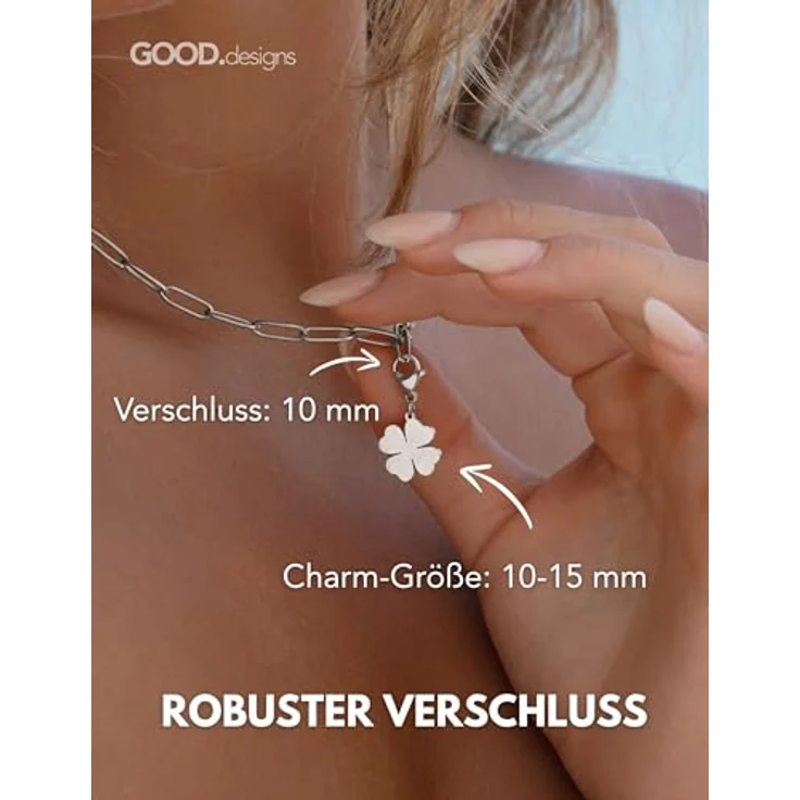 GD GOOD.designs Charms Anhänger Engel, Silberner Kettenanhänger aus 316L Edelstahl mit Karabiner-Verschluss, Wasserfest & Hypoallergen für Bettelarmband – Bild 4