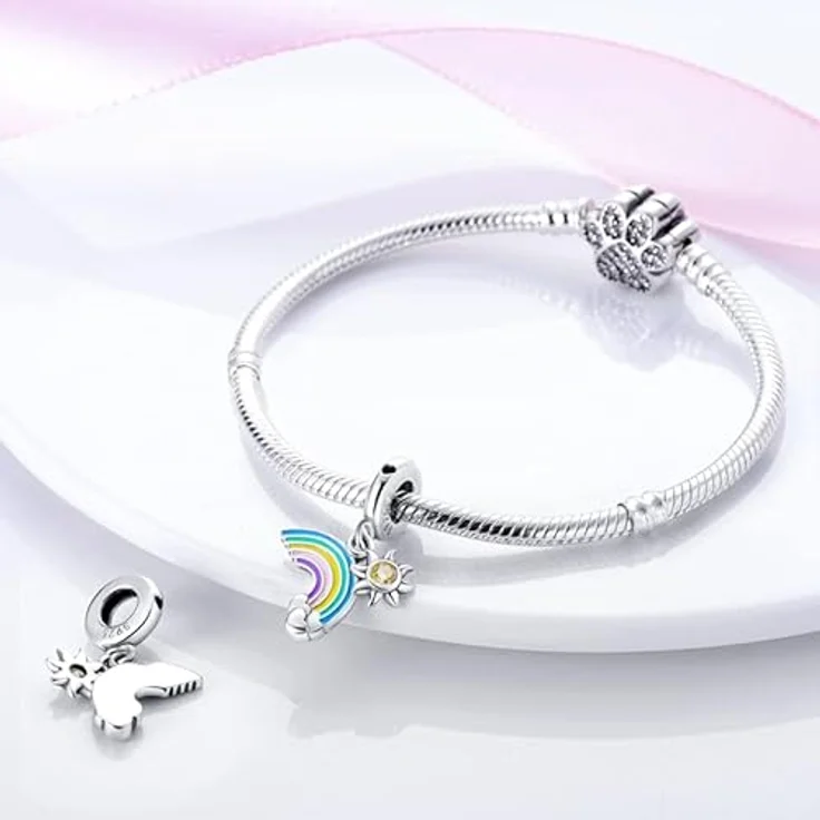 TINSLO Charm Anhänger Damen 925 Sterling Silber, Zirkonia, kompatibel mit Pandora Armband und Halskette, für Frauen und Mädchen – Bild 2