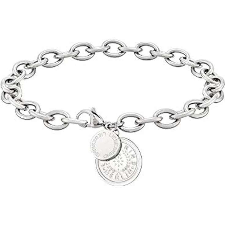 LIEBESKIND Armband mit Münzanhänger aus Edelstahl, 20 cm, Karabinerverschluss, silberfarben – Bild 2
