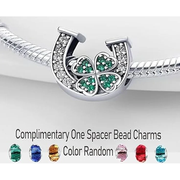 LNQOBU Silber 925 Charms Anhänger mit Spacer Beads, kompatibel mit Pandora Armbändern und Halsketten, inkl. Geschenktüte und Poliertuch – Bild 2