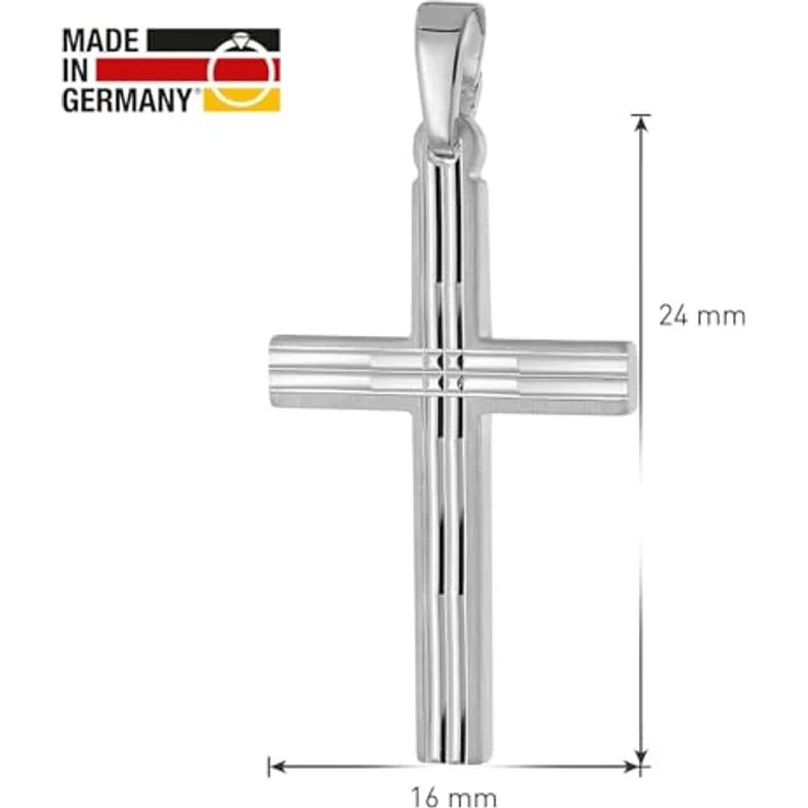 trendor Kreuzanhänger 21312, Rhodiniertes 925 Silber mit diamantierter Oberfläche, 24 mm für Damen und Herren – Bild 5
