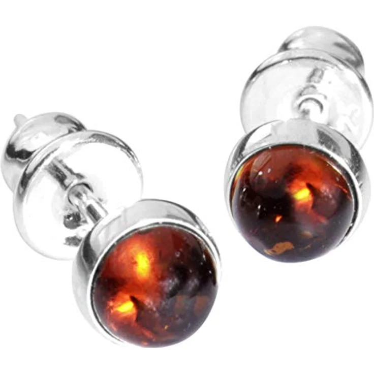 OSTSEE-SCHMUCK Ohrstecker Classic, 5 mm Silber 925 mit Bernstein, 2-tlg. – Bild 1
