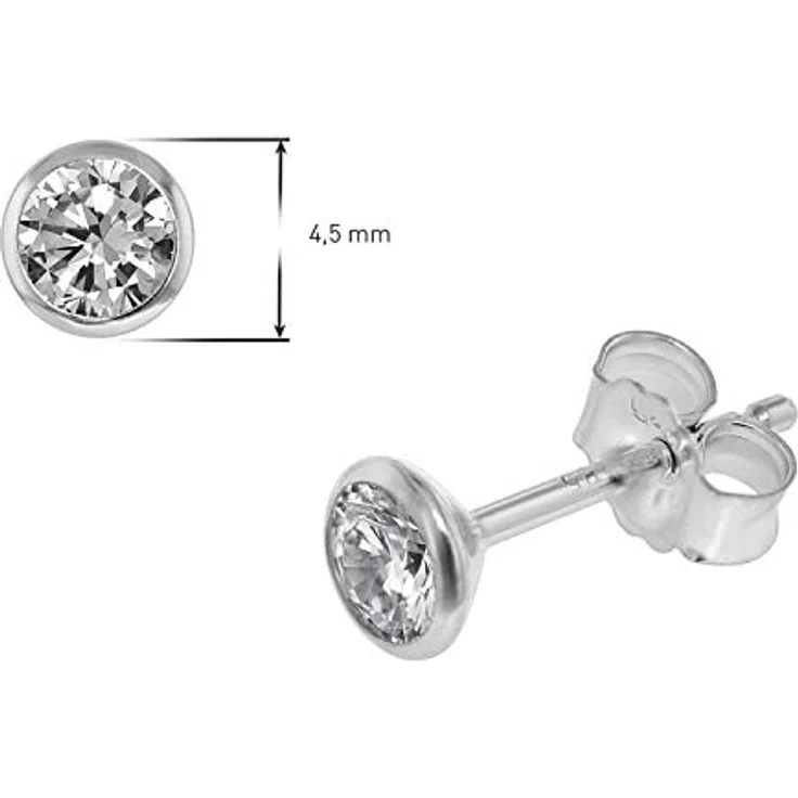 trendor Ohrringe 585 Weißgold 14 Karat, 4,5 mm mit synthetischen Zirkonias, eleganter Ohrschmuck für Damen und Herren, Geschenkidee 75103 – Bild 4