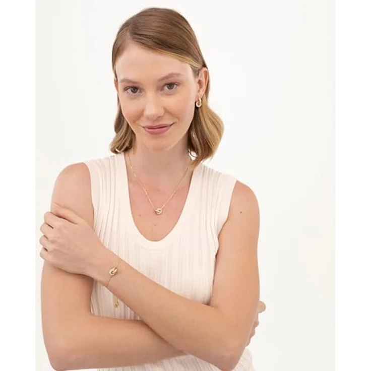 BOSS Jewelry Damen-Armband LIVE PRECIOUS, aus hellgelbem Gold mit verschlungenen Ringen und Kristallen, verstellbar, 175 mm Umfang, 22 mm Breite – Bild 4