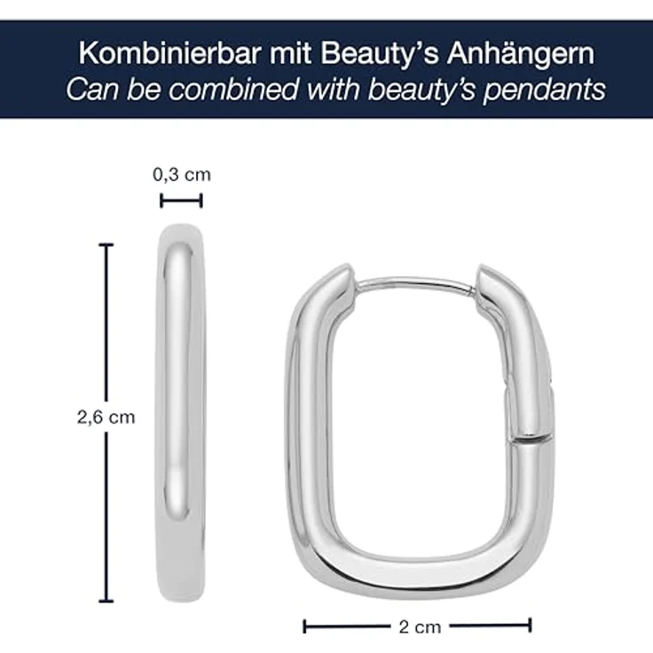 JEWELS BY LEONARDO Ohrringe Bernice, 1 Paar Creolen aus silberfarbenem Edelstahl, geometrische Form, kombinierbar mit Beauty's Charms, allergikerfreundlich, Geschenk für Frauen – Bild 2