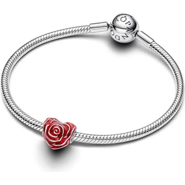 PANDORA Moments Rose Herz Charm, Sterling Silber mit transparenter roter Emaille, kompatibel mit Moments Armbändern, 793673C01 – Bild 3