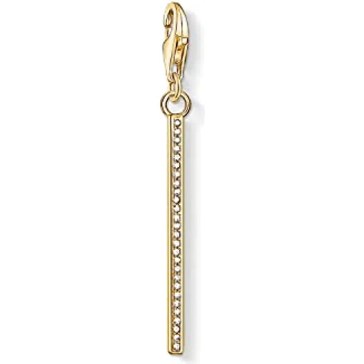 Thomas Sabo Damen-Anhänger Vertical Bar, Charm aus 925 Sterling Silber mit Karabinerhaken, gold