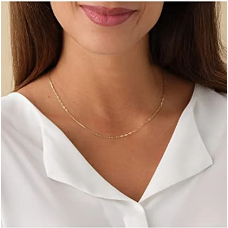 CHRIST Damen-Halskette 375er Gelbgold, asymmetrisches Split-Design mit Paperclip-Gliedern, mittellang, hochglanzpoliert – Bild 4