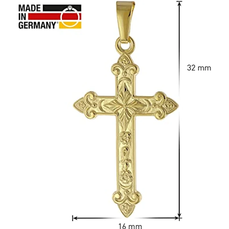 trendor Kreuz-Anhänger Gold 585 (14 Karat) 32 x 16 mm, elegantes Echtgold Schmuckstück für Damen und Herren, schöne Geschenkidee in Geschenk-Box – Bild 4