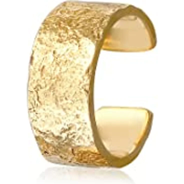 Elli Earcuff Ohrmanschette, 925 Silber vergoldet mit 24K, 10mm Durchmesser, geprägtes Design, Damen Ohrringe, handgefertigt auf Bali – Bild 1