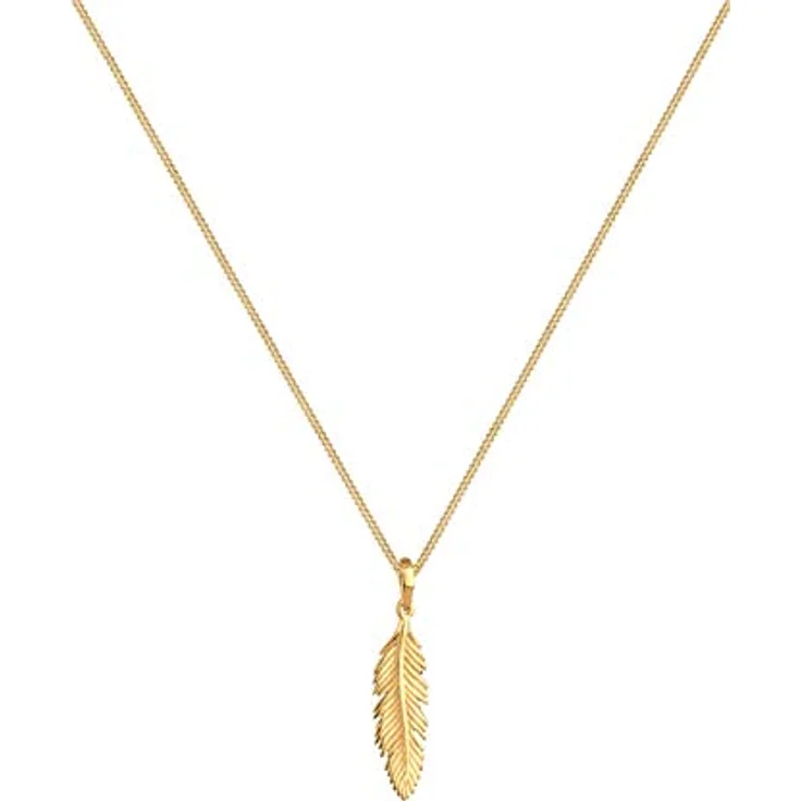Elli Halskette Damen Feder Anhänger Boho Festival, 925 Sterling Silber vergoldet, handgefertigt, anlaufgeschützt – Bild 2