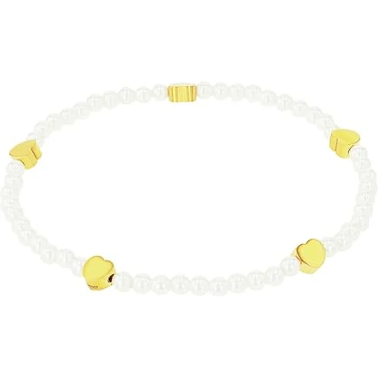 Amor Damen-Armband Edelstahl mit Glasperle, 17 cm, Weiß, Herz, in Schmuck Geschenk Box, 2040012 – Bild 1