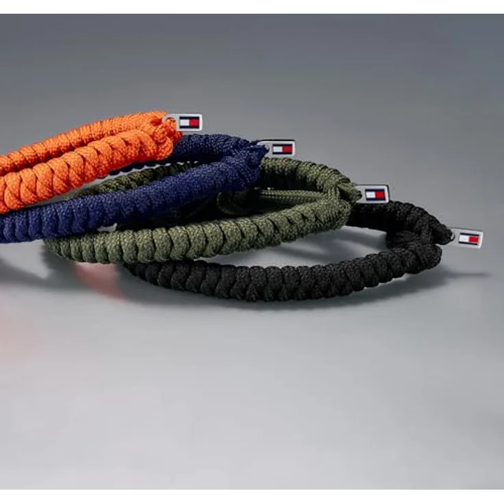 Tommy Hilfiger Herren Nylon-Armband, grünes Armband mit verstellbarem Schiebeknotenverschluss und ikonischer Flagge, 190 mm umfang – Bild 3