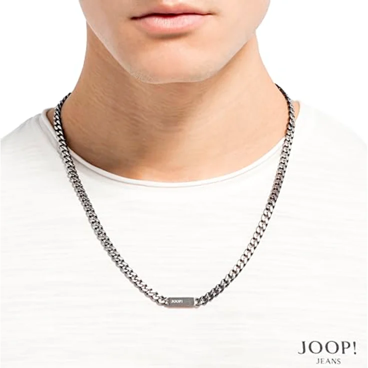 Joop! Herren Halskette aus Edelstahl, 60 cm, Panzergliederung, Silber, in Schmuck Geschenk Box – Bild 2