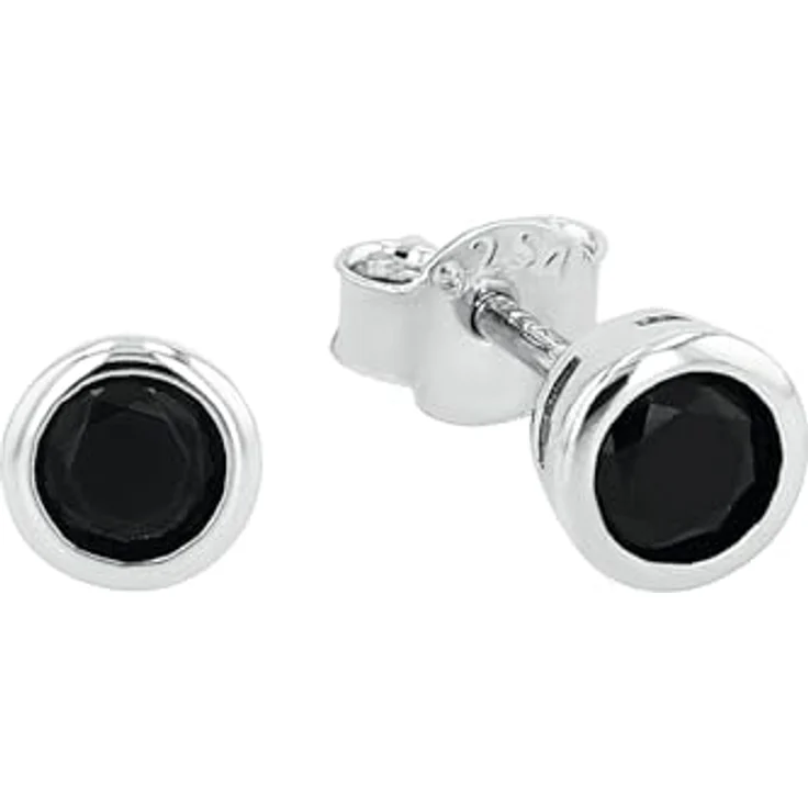 Amor Ohrstecker 925 Sterling Silber, Damen Ohrschmuck mit 2 Zirkonia, 0,5 cm, Silber, in Schmuck Geschenkbox – Bild 1