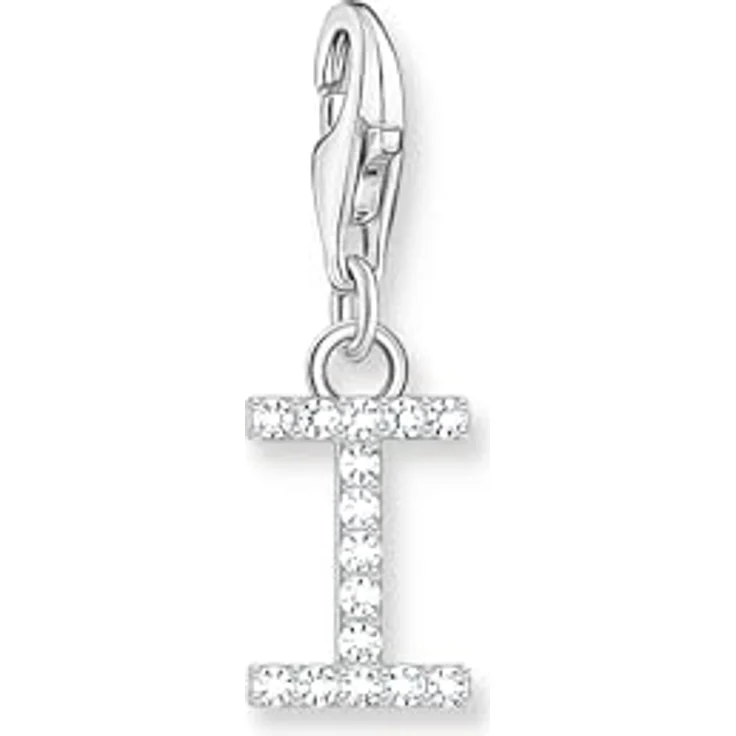THOMAS SABO Charm-Anhänger Buchstabe I, 925er Sterlingsilber mit weißen Steinen, mit Karabinerhaken – Bild 1