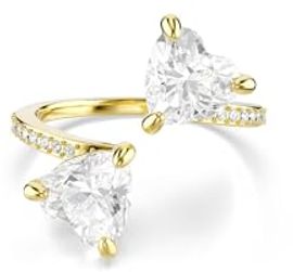 Swarovski Mesmera Attract Offener Ring, Herzschliff, Pavé, Herz, Weiß, Goldlegierungsschicht