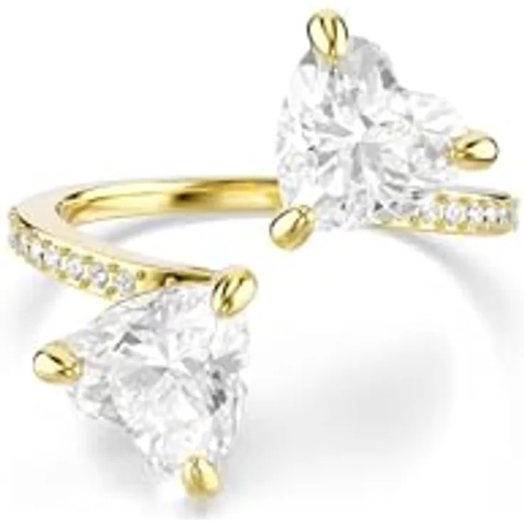 Swarovski Mesmera Attract Offener Ring, Herzschliff, Pavé, Herz, Weiß, Goldlegierungsschicht