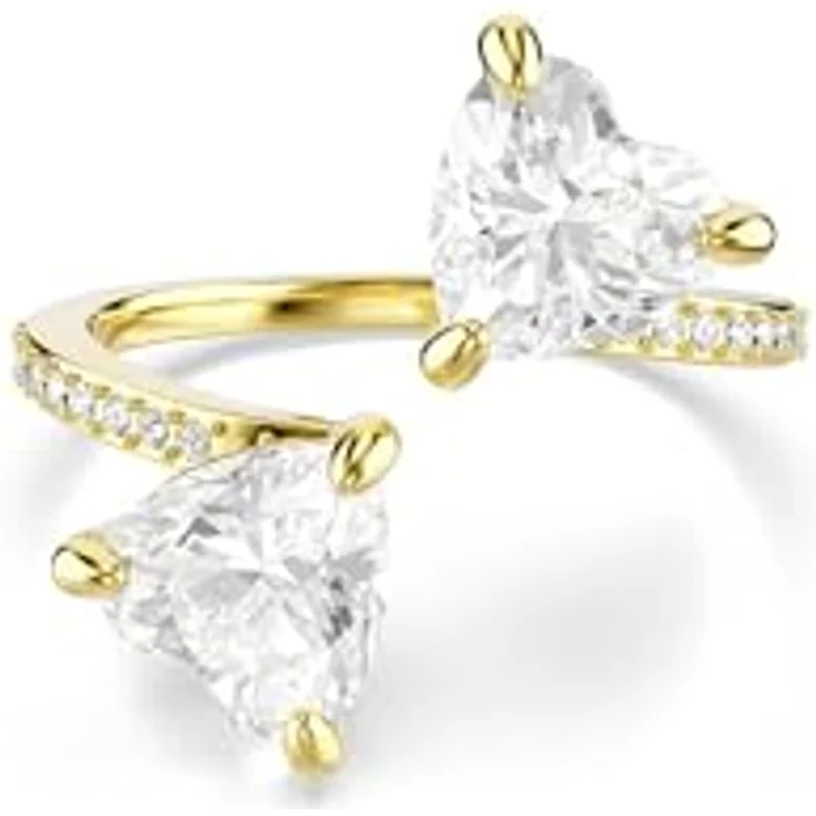 Swarovski Mesmera Attract Offener Ring, Herzschliff, Pavé, Herz, Weiß, Goldlegierungsschicht – Bild 1