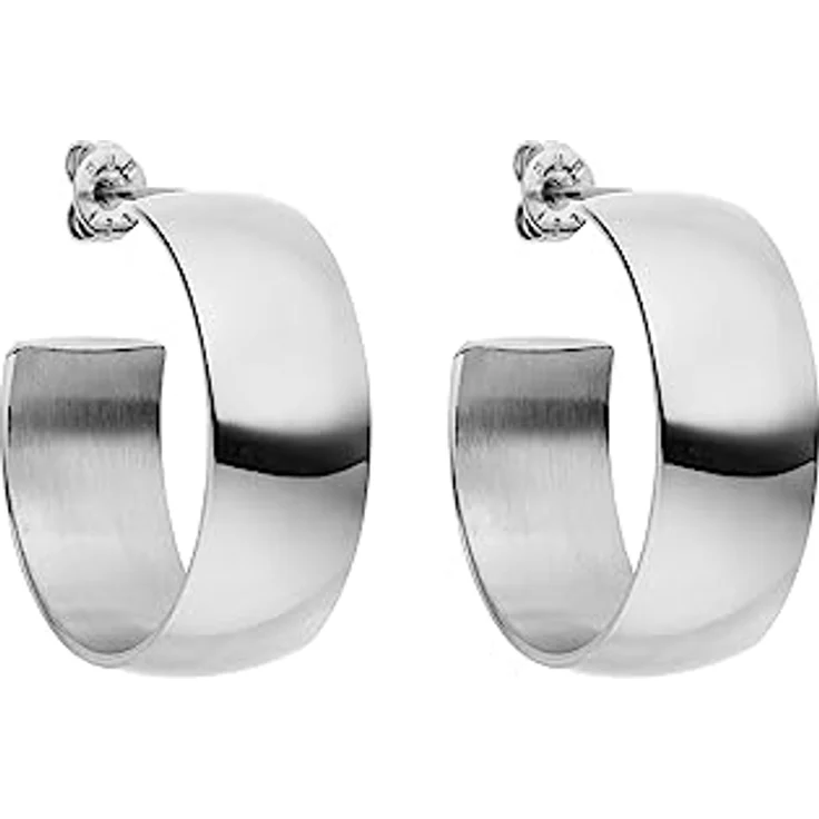 Purelei Glowing Ohrringe Silber, Wasserfeste Creolen im breiten Design aus Edelstahl, Elegante Damen-Ohrringe als Geschenk – Bild 1