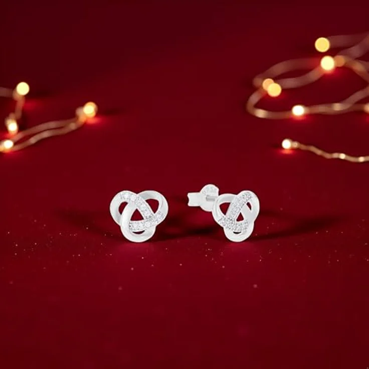 Amor Ohrstecker 925 Sterling Silber Damen Ohrschmuck mit 20 Zirkonia, 1 cm, weiß, in Schmuck Geschenk Box – Bild 3