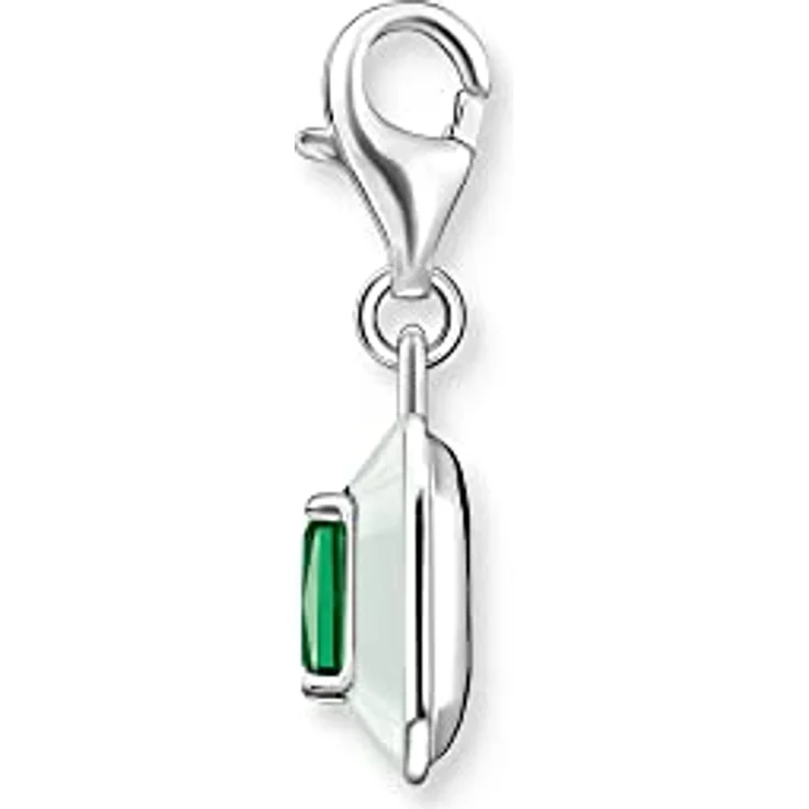 THOMAS SABO Charm-Anhänger mit grünem Stein, 925er Sterlingsilber, Kaltemail, Karabinerhaken – Bild 2