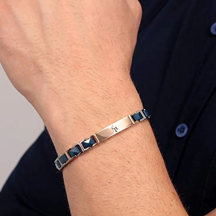 Maserati Jewels Herrenarmband, 22 cm, Edelstahl und Keramik mit PVD-Beschichtung, in Maserati-Blau, Clipverschluss, JM420ATI05 – Bild 5