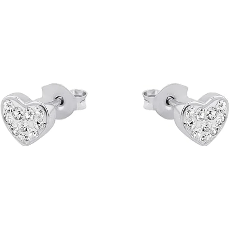 Amor Damen-Ohrstecker Herzen aus 925 Silber, rhodiniert mit Swarovski Kristallen in Weiß, 6 mm - 339124 – Bild 3