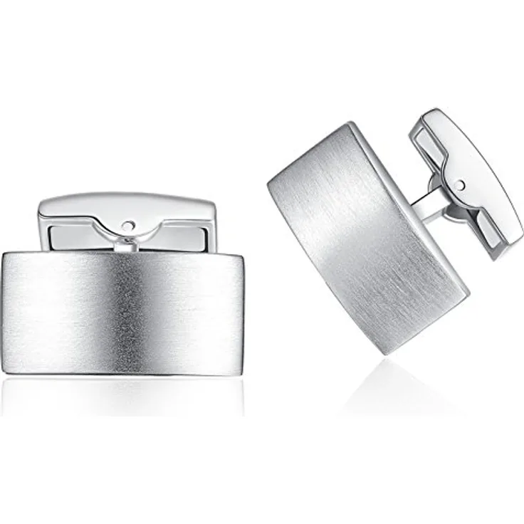 HONEY BEAR Herren Hochzeit Manschettenknöpfe, Cufflinks aus Kupfermessing mit korrosionsgeschütztem Stahl, Silber, 18mm x 11mm, handmodelliert
