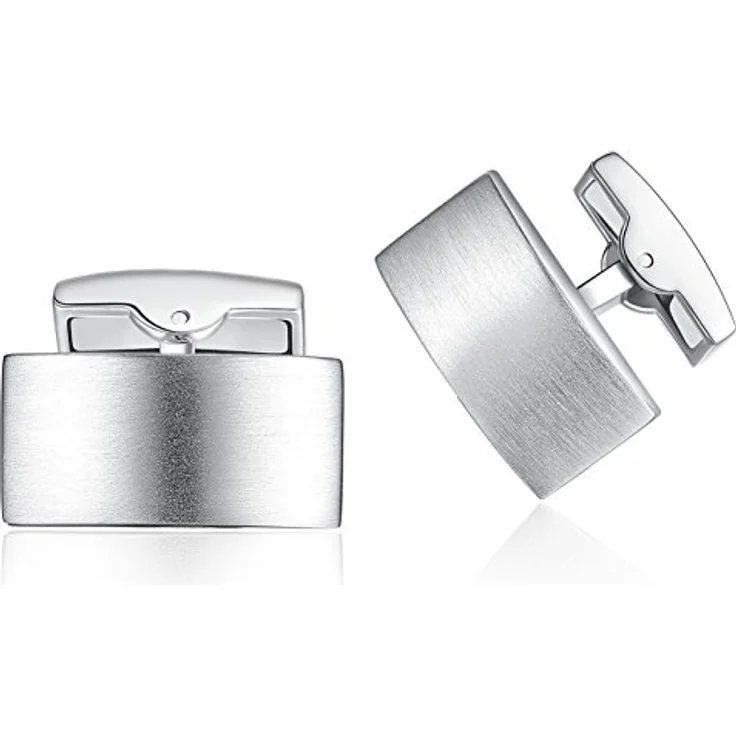 HONEY BEAR Herren Hochzeit Manschettenknöpfe, Cufflinks aus Kupfermessing mit korrosionsgeschütztem Stahl, Silber, 18mm x 11mm, handmodelliert – Bild 1