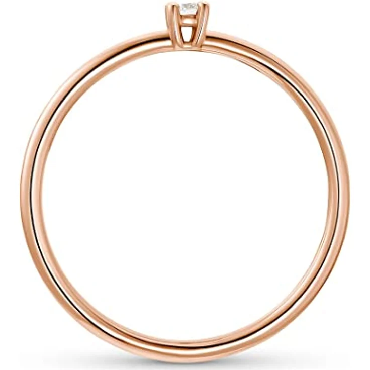 CHRIST Damenring 1 Diamant, 375er Roségold, Breite 0,13 cm, Stärke 1,3 mm, Geschenkbox – Bild 2