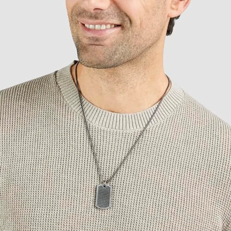 s.Oliver Herren Necklace - mattierte Edelstahl-Halskette mit Taganhänger - IP Gun - verstellbar bis 60 cm - wasserfest & hautfreundlich – Bild 3