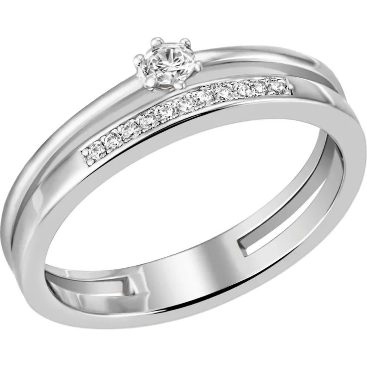 Firetti Fingerring Silber 925 mit synth. Zirkonia, eleganter Damenring