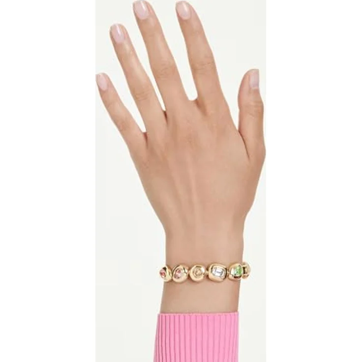 Swarovski Gema Armreif, Mehrfarbig mit verschiedenen Schliffen, Goldlegierungsschicht, 17 cm – Bild 2