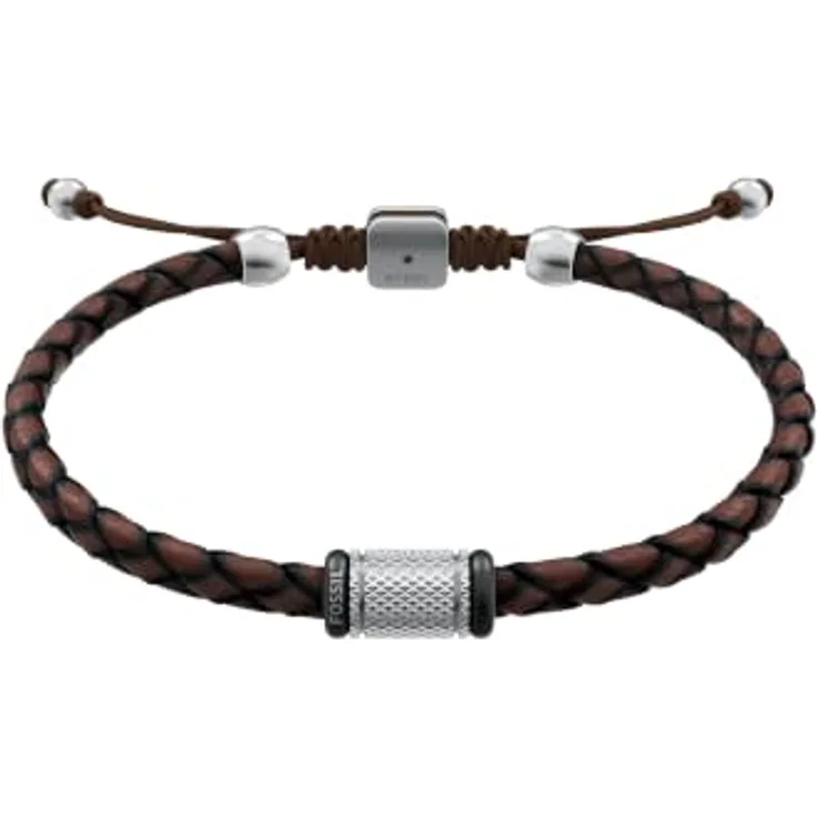Fossil Machine Herren Lederarmband, braun, matt und glänzend, sicherer Schiebeverschluss, 250 mm Länge