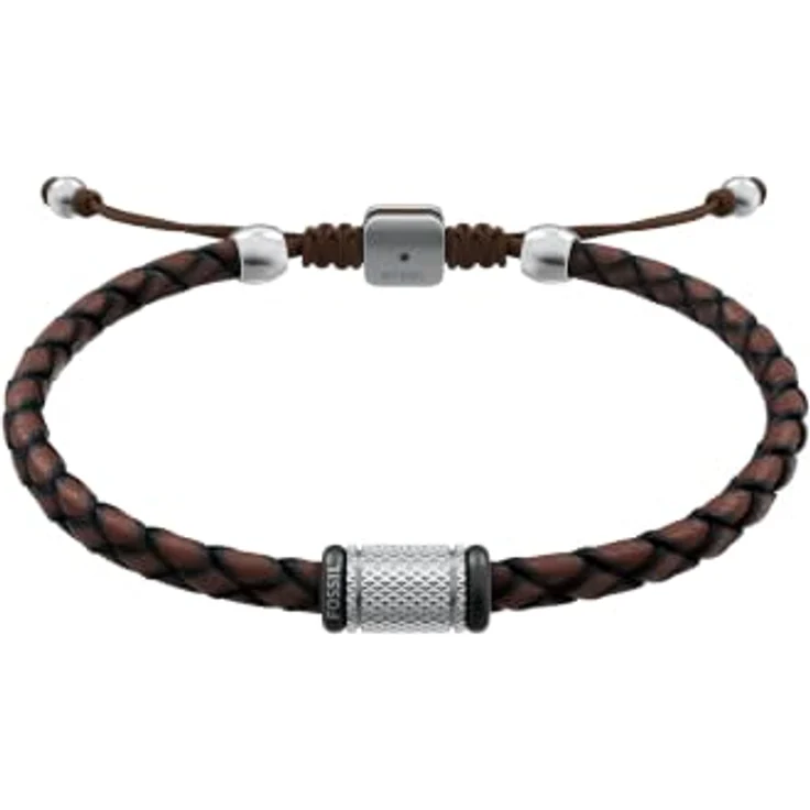 Fossil Machine Herren Lederarmband, braun, matt und glänzend, sicherer Schiebeverschluss, 250 mm Länge – Bild 1