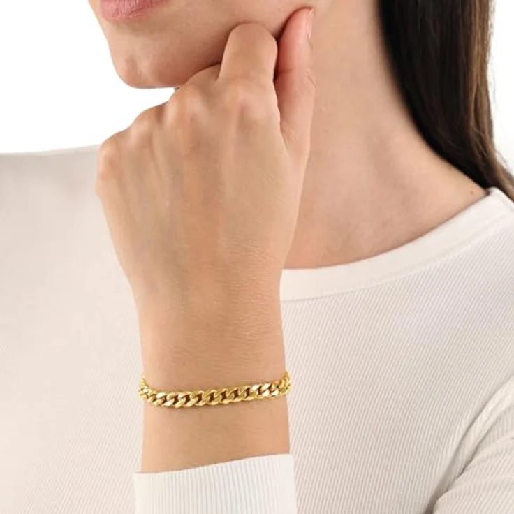 Amor Unisex Armband Edelstahl, 19 cm, Gold, mit Karabiner, in Schmuck Geschenk Box, 2037318 – Bild 4